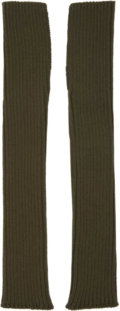 Y'S KHAKI RIBBED ARM WARMERS