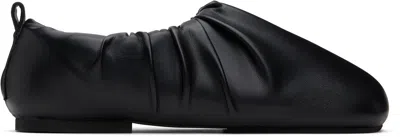 YUME YUME BLACK WRINKLE BALLERINA FLATS