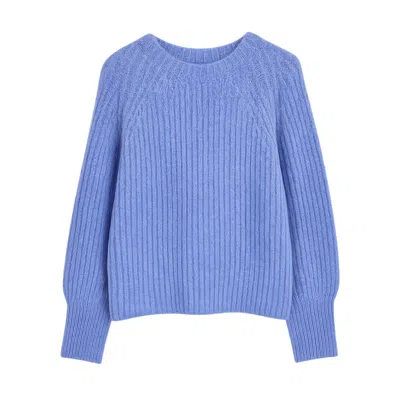 YUMI WOMEN'S YUMI BLUE KNITTED RELAX FIT JUMPER