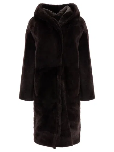 YVES SALOMON YVES SALOMON CAPPOTTO IN SHEARLING CON CAPPUCCIO