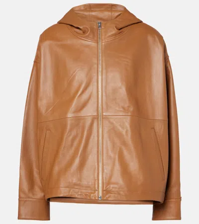 YVES SALOMON HOODED LEATHER JACKET