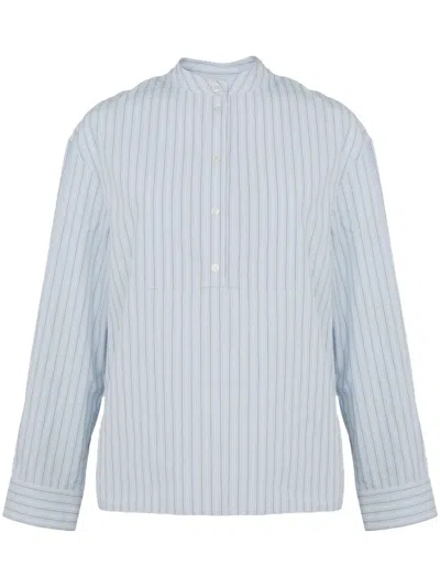 YVES SALOMON STRIPED COTTON POPLIN BLOUSE