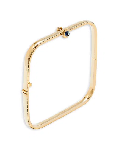 YVONNE LÉON 9K YELLOW GOLD BLUE SAPPHIRE & GRAY DIAMOND JONC GOUSSET SQUARE BANGLE BRACELET