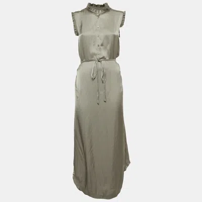 ZADIG & VOLTAIRE GREY SATIN BELTED RAOS MAXI DRESS S