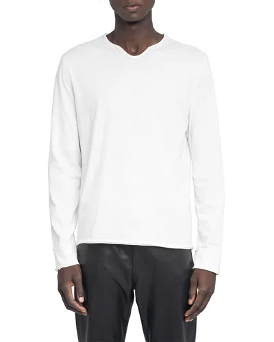 ZADIG & VOLTAIRE MONASTIR LONG SLEEVE SPLIT COLLAR GRAPHIC TEE