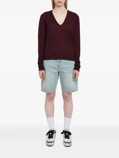 ZADIG & VOLTAIRE RIVY V-NECK LONG-SLEEVE SWEATER