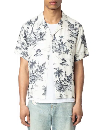 ZADIG & VOLTAIRE TROPICAL PALM REGULAR FIT CAMP SHIRT