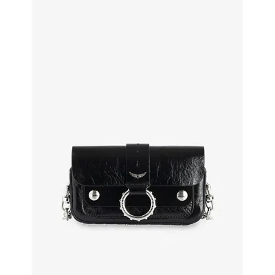 ZADIG & VOLTAIRE WOMENS BLACK KATE BRANDED LEATHER WALLET BAG