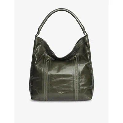 ZADIG & VOLTAIRE WOMENS RECORD SUNNY ZIP-EMBELLISHED LEATHER SHOULDER BAG