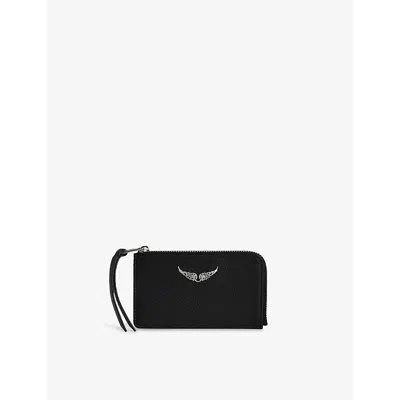 ZADIG & VOLTAIRE WOMENS ZADIG&VOLTAIRE ZV LOGO-PLAQUE LEATHER CARDHOLDER