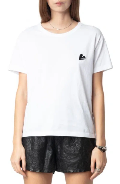 ZADIG & VOLTAIRE ZADIG & VOLTAIRE MARTA HEART ZADIG EMBROIDERED COTTON T-SHIRT