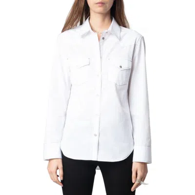 ZADIG & VOLTAIRE ZADIG & VOLTAIRE THELMA POP COTTON BUTTON-UP WESTERN SHIRT