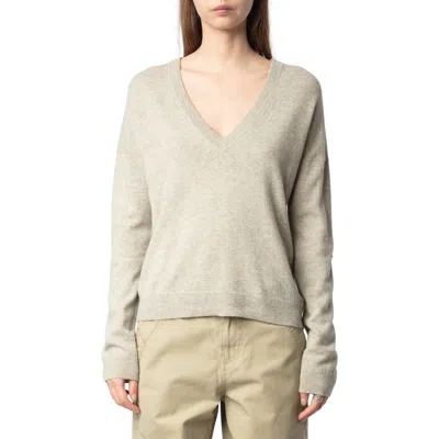 ZADIG & VOLTAIRE ZADIG & VOLTAIRE VIVI PATCH CASHMERE V-NECK SWEATER