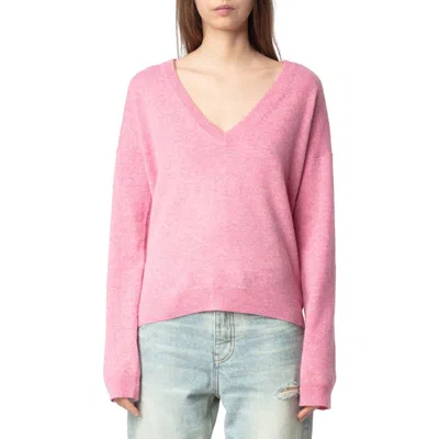 ZADIG & VOLTAIRE ZADIG & VOLTAIRE VIVI PATCH CASHMERE V-NECK SWEATER