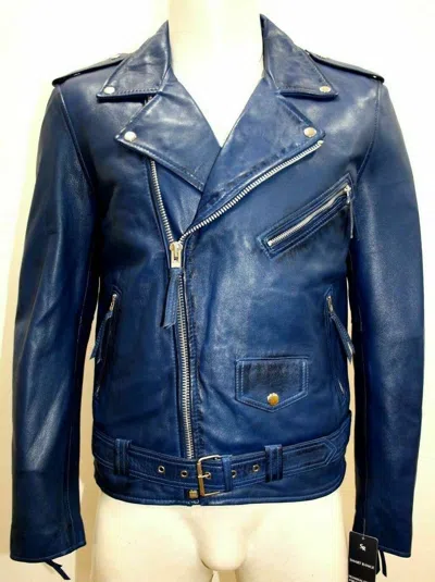 ZAFY LEATHER HERREN BLAU LEDERJACKE ORIGINAL WEICHES LAMMLEDER SLIM FIT BIKERJACKE ZL031