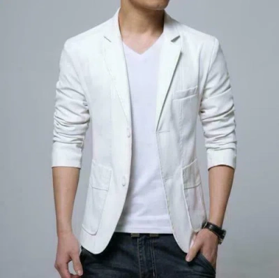 ZAFY LEATHER HERREN ECHT LAMMLEDER BLAZER WEICH ZWEI KNOPF WEISS SLIM FIT BLAZER ZL23