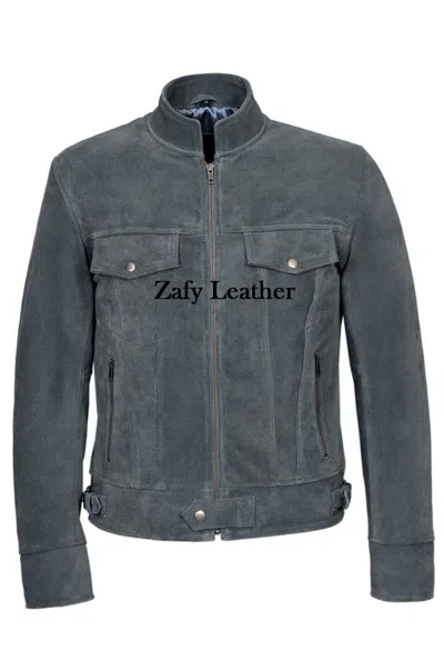 ZAFY LEATHER HERREN WILDLEDER JACKE PREMIUM SCHAFSFELL MOTORRAD BIKER CAFE RACER JACKE ZL332