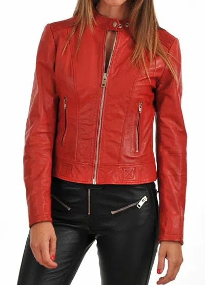ZAFY LEATHER MODISCH DAMEN ROT LEDER BIKERJACKE ORIGINAL LAMMLEDER ENGANLIEGEND JACKE ZL044