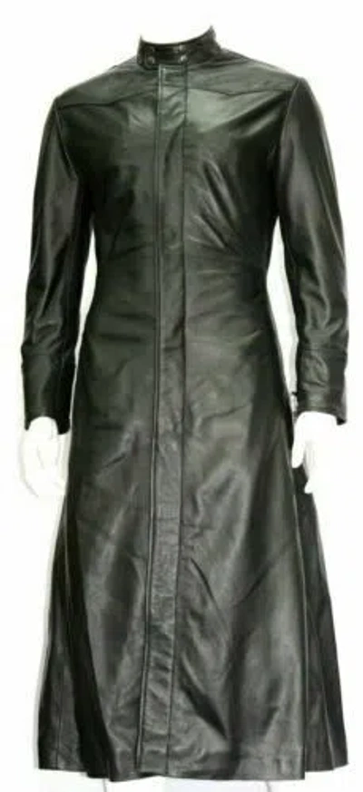 ZAFY LEATHER NEU HERREN SCHWARZ TRENCHCOAT LANGER MANTEL ECHTLEDER WEICH SCHAFSFELL ZL05