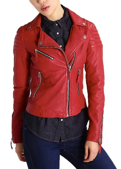 ZAFY LEATHER ROT DAMEN LEDERJACKE 100% ORIGINAL LAMMLEDER SLIM FIT MODISCHE JACKE ZL054