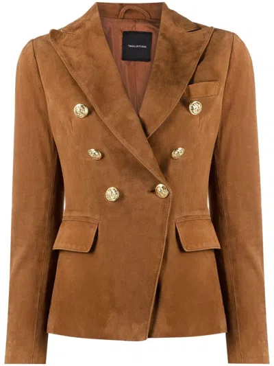 ZAFY LEATHER ZWEIREIHIG WILDLEDER BLAZER FÜR DAMEN BROWN SLIM FIT FORMELLE KLEIDUNG ZL414