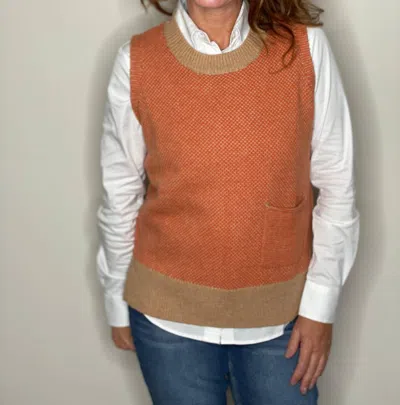 ZAKET & PLOVER SWEATER VEST IN CAMEL AND ORANGE