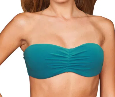 ZALI CENTER RUCHED BANDEAU BIKINI TOP IN PEACOCK