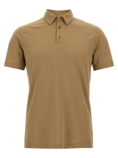 ZANONE MEN BROWN ICE COTTON POLO SHIRT, 4XL LUXURY POLOS FOR MEN DARVEYS