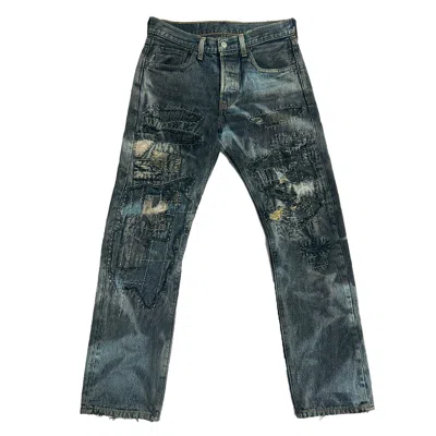 ZASTA STUDIO BLACK CARBON CLASH DENIM PANTS