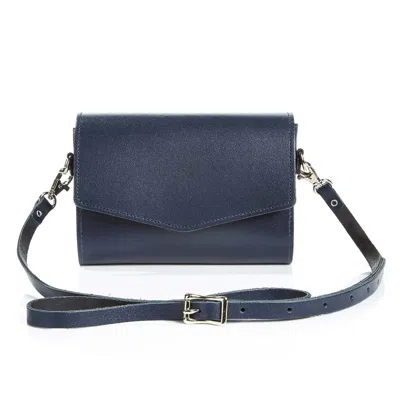 ZATCHELS WOMEN'S HANDMADE LEATHER CLUTCH BAG - NAVY BLUE