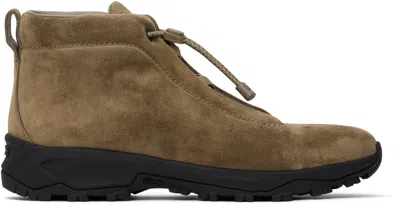 ZEGNA BEIGE TRIPLE STITCH VETTA HIGH-TOP SNEAKERS