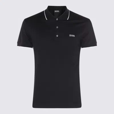 ZEGNA BLACK COTTON POLO SHIRT