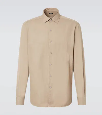ZEGNA COTTON AND WOOL DENIM SHIRT