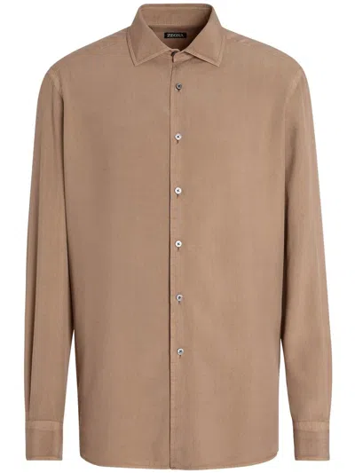 ZEGNA GARMENT-DYED SILK SHIRT