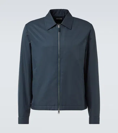 ZEGNA LEATHER-TRIMMED BLOUSON