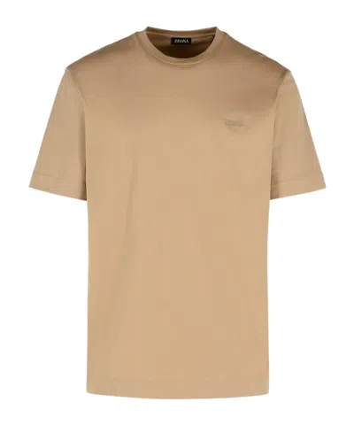 ZEGNA ZEGNA LOGO EMBROIDERED CREWNECK T-SHIRT