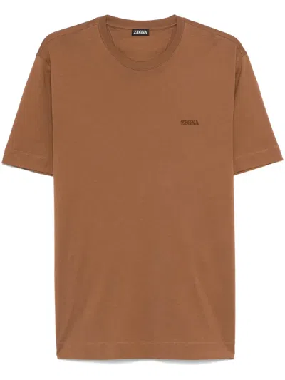 ZEGNA LOGO-EMBROIDERED T-SHIRT