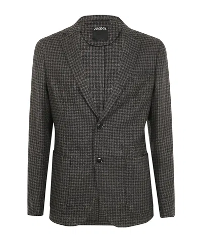 ZEGNA ZEGNA CHECKED SINGLE BREASTED JACKET