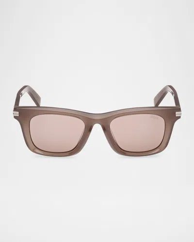ZEGNA MEN'S ACETATE ROUND SUNGLASSES