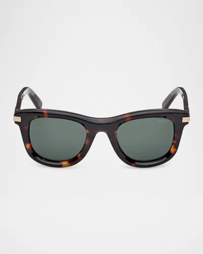 ZEGNA MEN'S ACETATE SQUARE SUNGLASSES