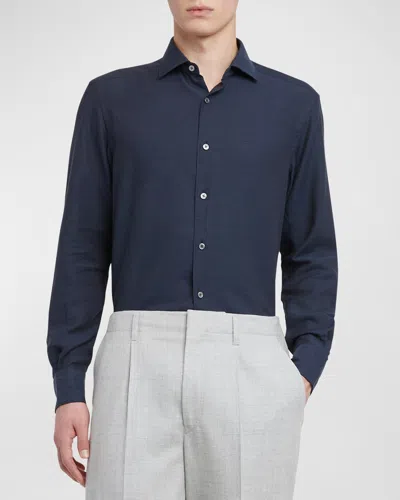 ZEGNA MEN'S CASHMERE-COTTON CASHCO SPORT SHIRT