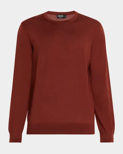 ZEGNA MEN'S CASHSETA CASHMERE AND SILK CREWNECK SWEATER