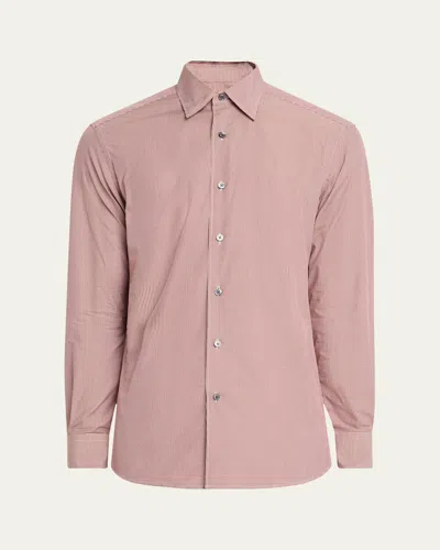 ZEGNA MEN'S CENTOQUARANTA TWILL MICRO-CHECK SPORT SHIRT