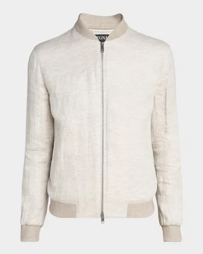 ZEGNA MEN'S OASI LINO BOMBER JACKET