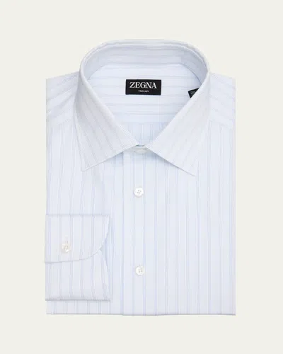 ZEGNA MEN'S TRECAPI COTTON MULTI-STRIPE DRESS SHIRT