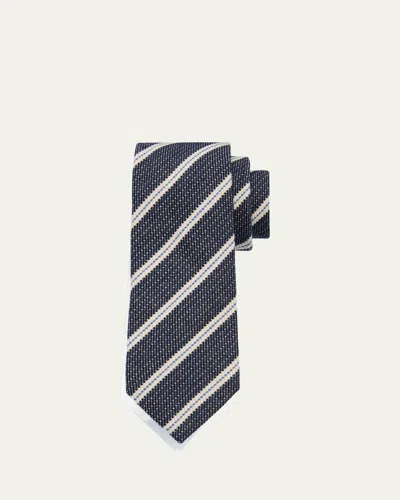 ZEGNA MEN'S WOOL JACQUARD STRIPE TIE