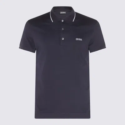 ZEGNA NAVY COTTON POLO SHIRT