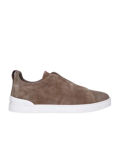 ZEGNA ERMENEGILDO ZEGNA ROUND TOE SLIP-ON SNEAKERS
