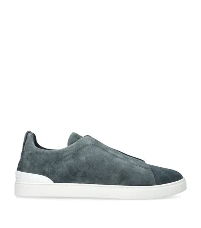 ZEGNA SUEDE TRIPLE STITCH SNEAKERS