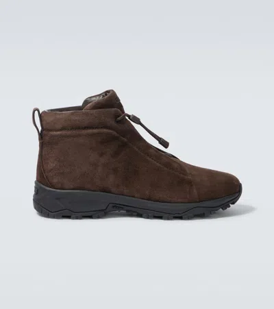 ZEGNA TRIPLE STITCH SUEDE HIGH-TOP SNEAKERS